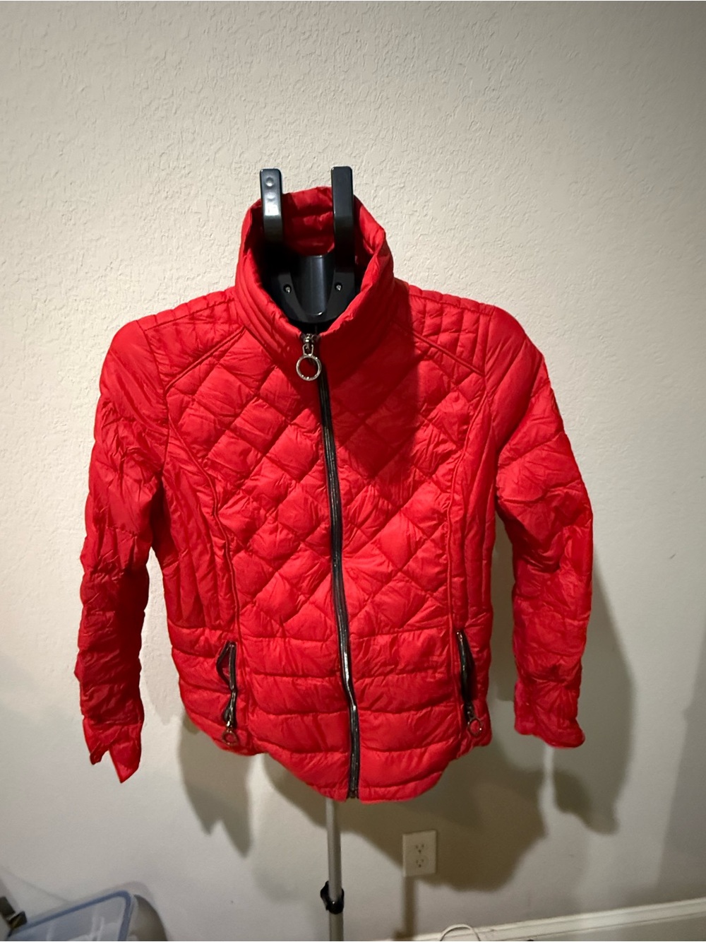 Michael Kors Bright Red Quilted Puffer Jacket